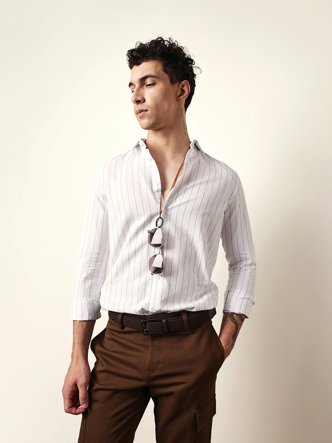white vertical woven stripe slim fit casual shirt white vertical woven stripe slim fit casual shirt