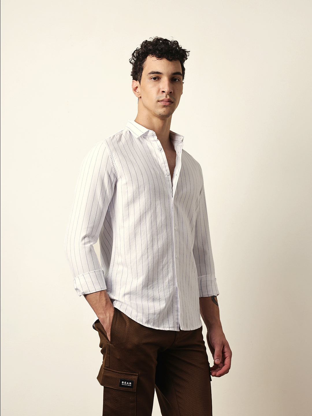 white vertical woven stripe slim fit casual shirt white vertical woven stripe slim fit casual shirt