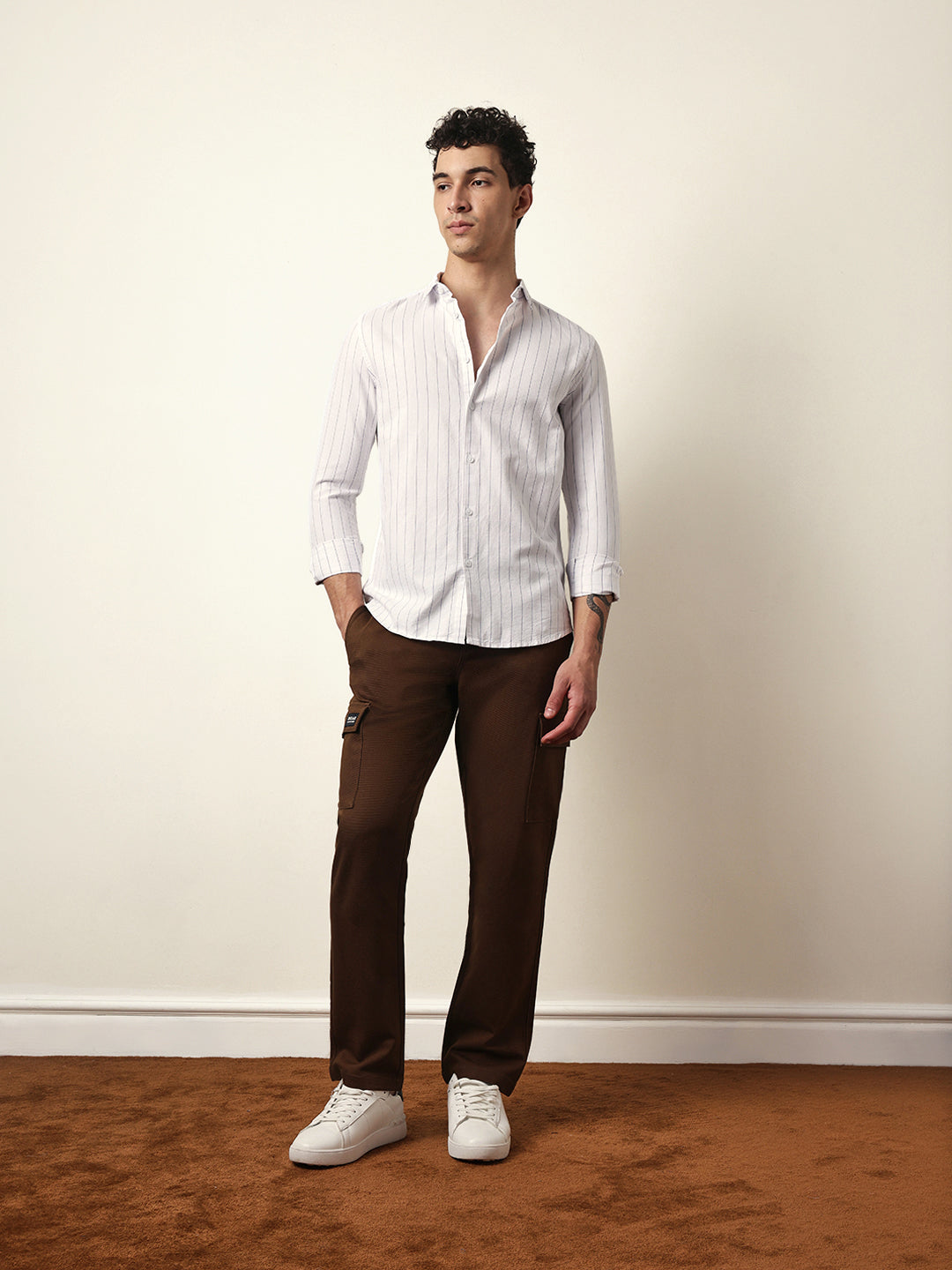 white vertical woven stripe slim fit casual shirt white vertical woven stripe slim fit casual shirt