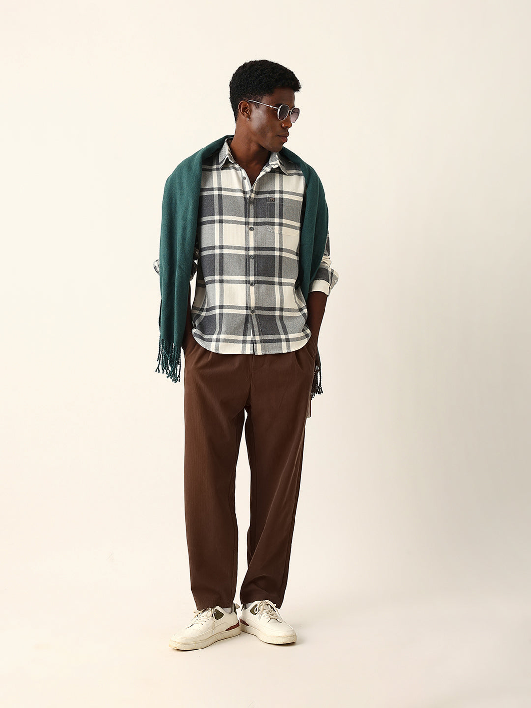 white & grey herringbone flannel checked regular fit casual shirt white & grey herringbone flannel checked regular fit casual shirt