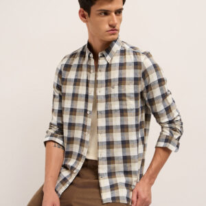 multicolor woven check slim fit casual shirt