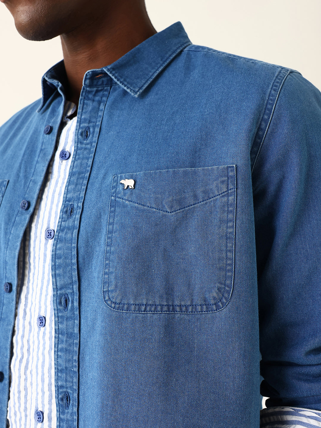 blue denim solid regular fit casual shirt blue denim solid regular fit casual shirt
