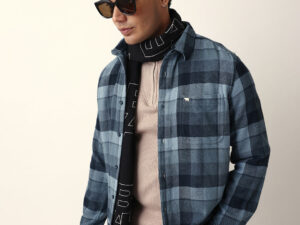 blue flannel checked regular fit casual shirt