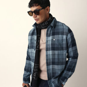 blue flannel checked regular fit casual shirt