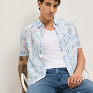 multicolor relax fit casual shirt with abstract striped print