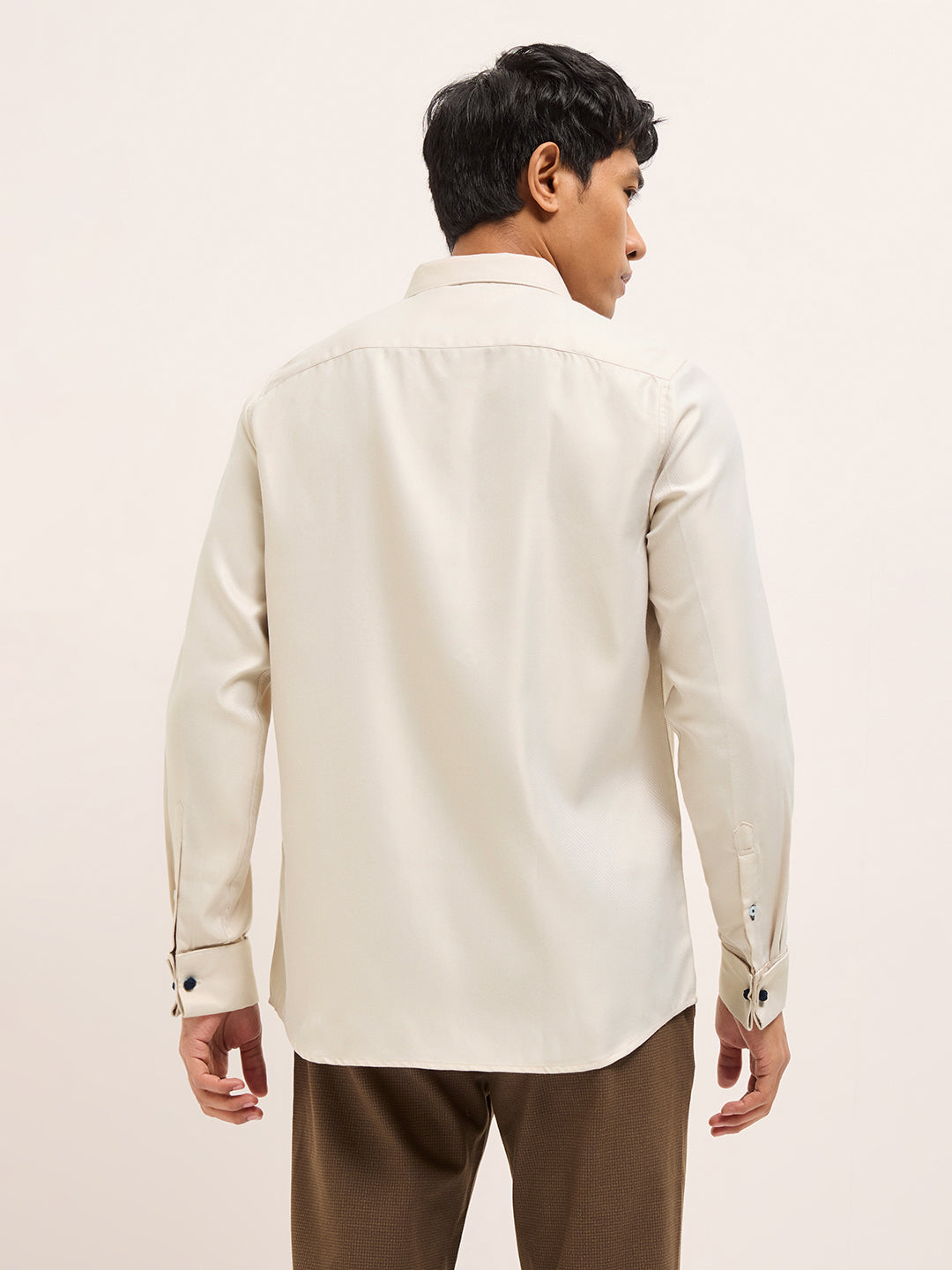 beige textured woven tailored fit formal shirt beige textured woven tailored fit formal shirt
