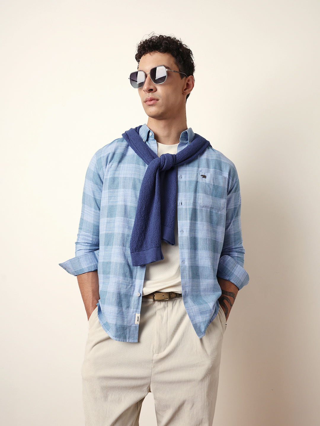 blue woven tartan checked slim fit casual shirt blue woven tartan checked slim fit casual shirt