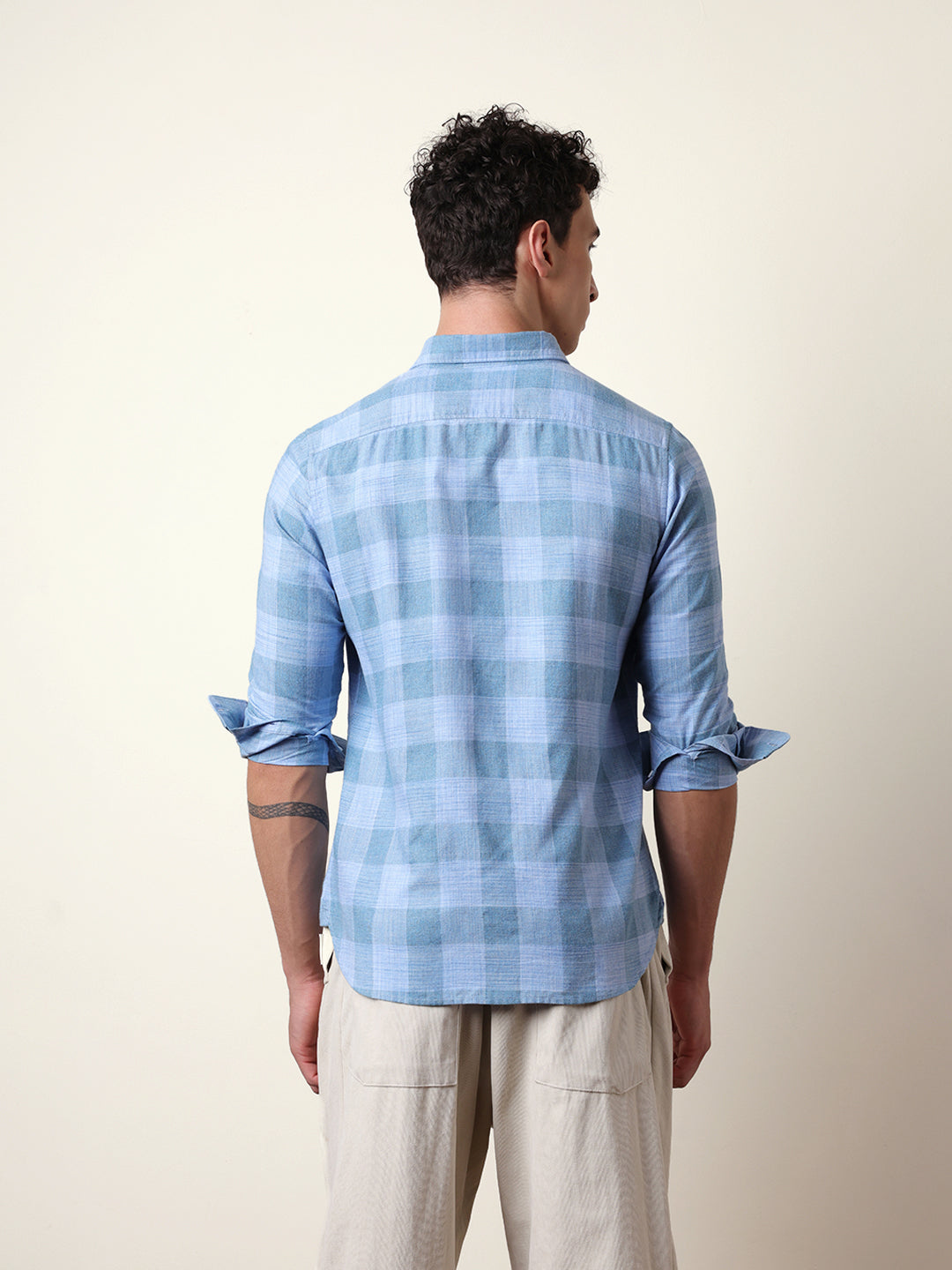 blue woven tartan checked slim fit casual shirt blue woven tartan checked slim fit casual shirt