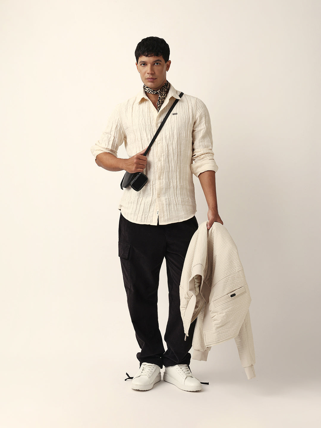 cream textured woven self design slim fit casual shirt cream textured woven self design slim fit casual shirt