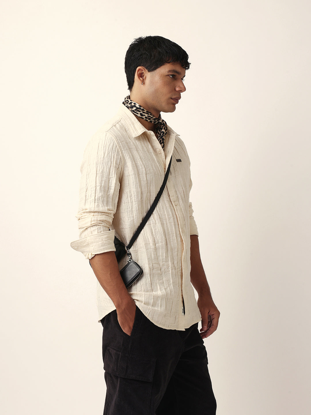 cream textured woven self design slim fit casual shirt cream textured woven self design slim fit casual shirt