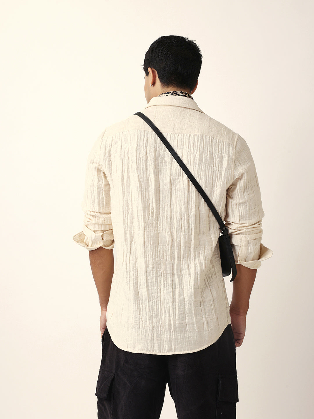 cream textured woven self design slim fit casual shirt cream textured woven self design slim fit casual shirt