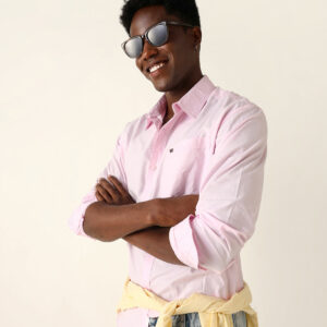pink solid cotton relaxed fit casual shirt
