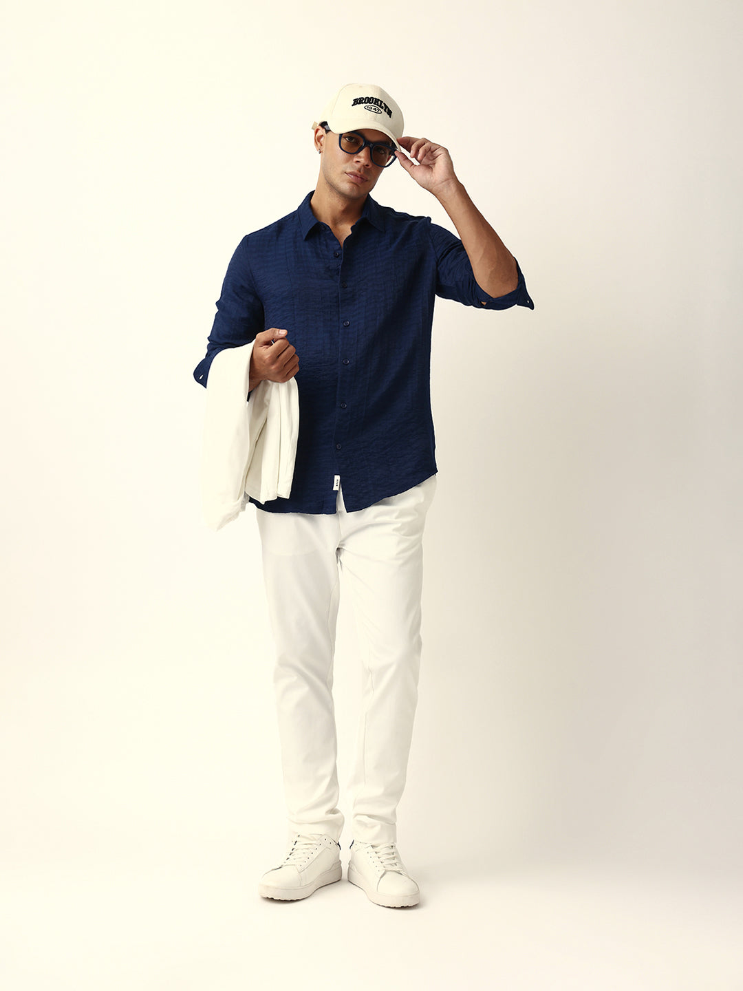 blue crinkle textured slim fit casual shirt blue crinkle textured slim fit casual shirt