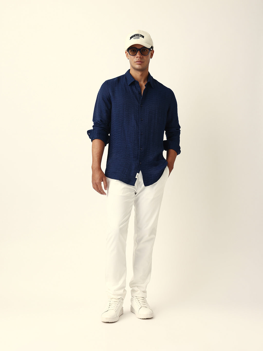 blue crinkle textured slim fit casual shirt blue crinkle textured slim fit casual shirt