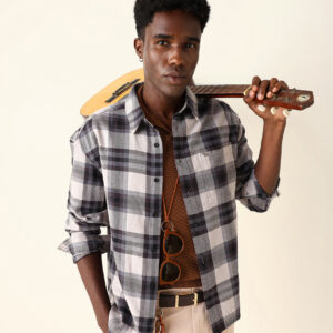 multicolor woven check regular fit casual shirt