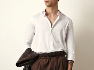 white solid tailored fit formal shirt
