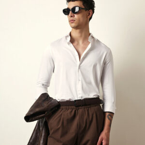 white solid tailored fit formal shirt