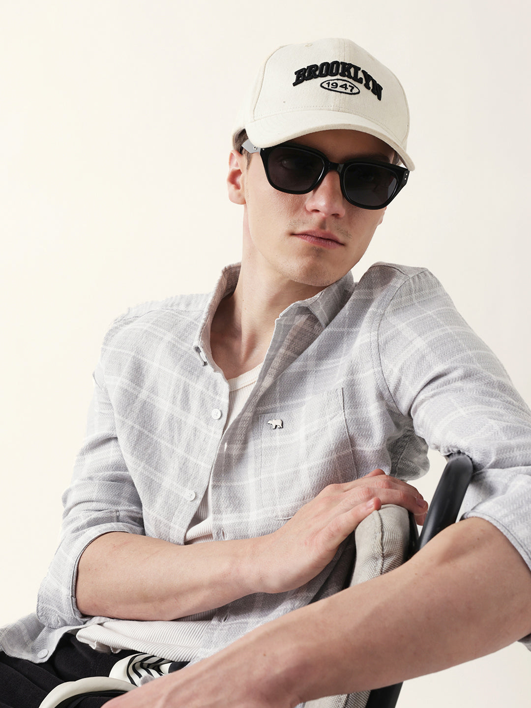 grey herringbone checked slim fit casual shirt grey herringbone checked slim fit casual shirt