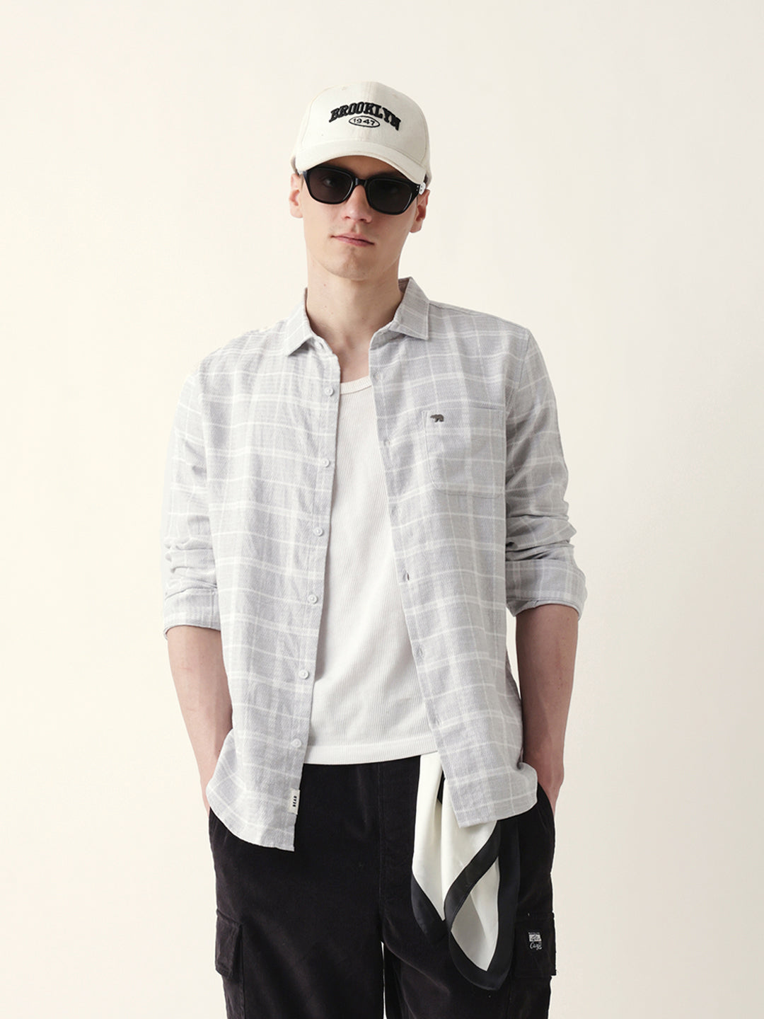 grey herringbone checked slim fit casual shirt grey herringbone checked slim fit casual shirt