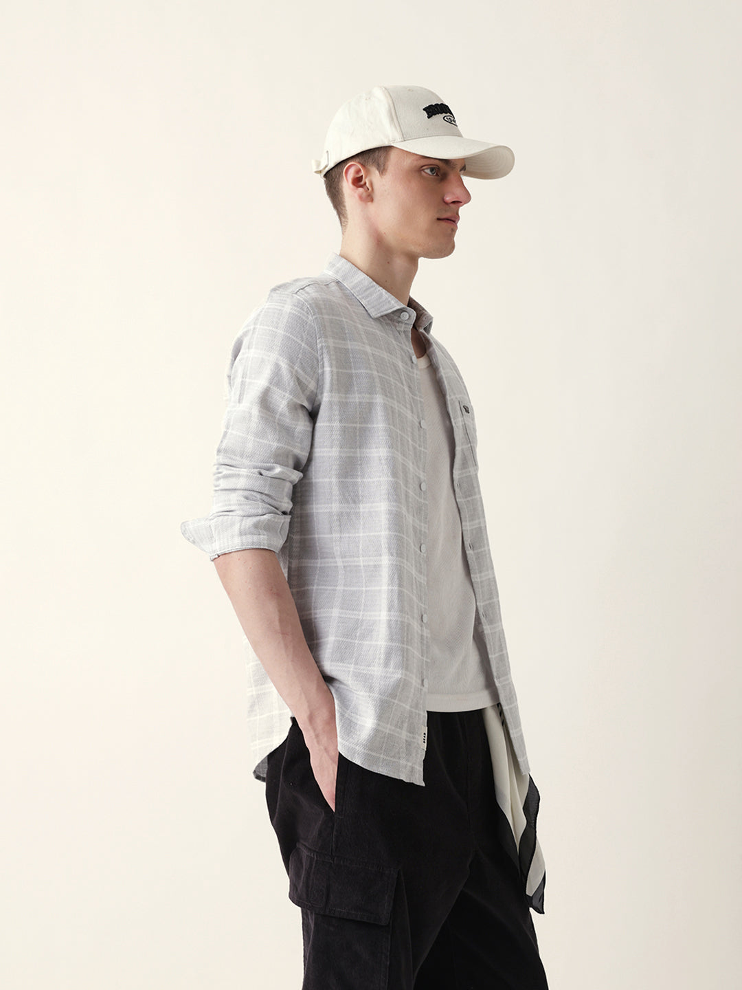 grey herringbone checked slim fit casual shirt grey herringbone checked slim fit casual shirt
