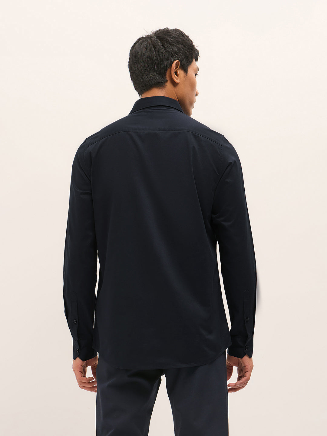 navy blue solid tailored fit formal shirt navy blue solid tailored fit formal shirt