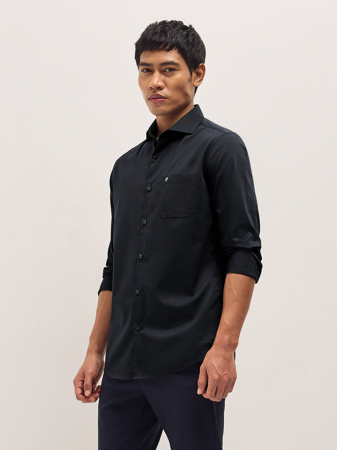 navy blue solid tailored fit formal shirt navy blue solid tailored fit formal shirt