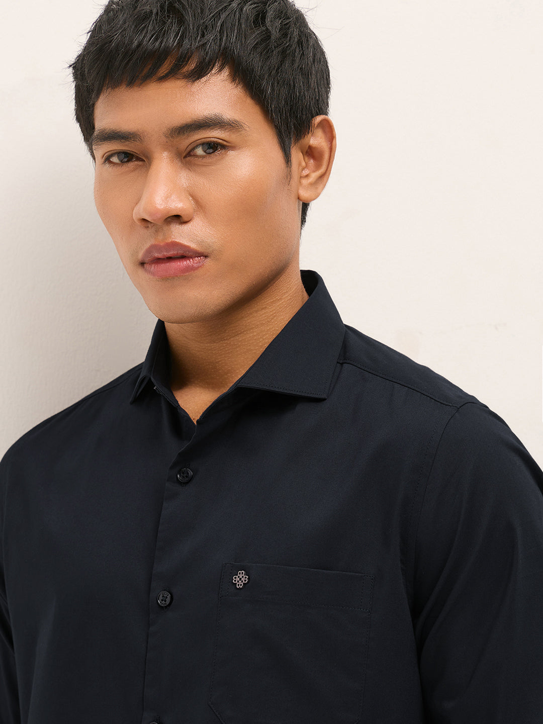 navy blue solid tailored fit formal shirt navy blue solid tailored fit formal shirt