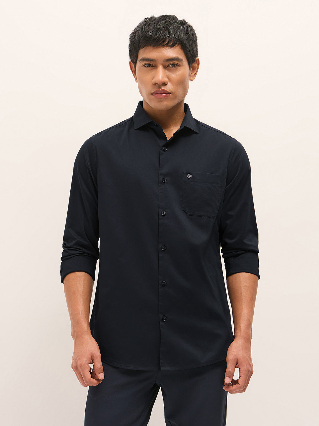 navy blue solid tailored fit formal shirt navy blue solid tailored fit formal shirt