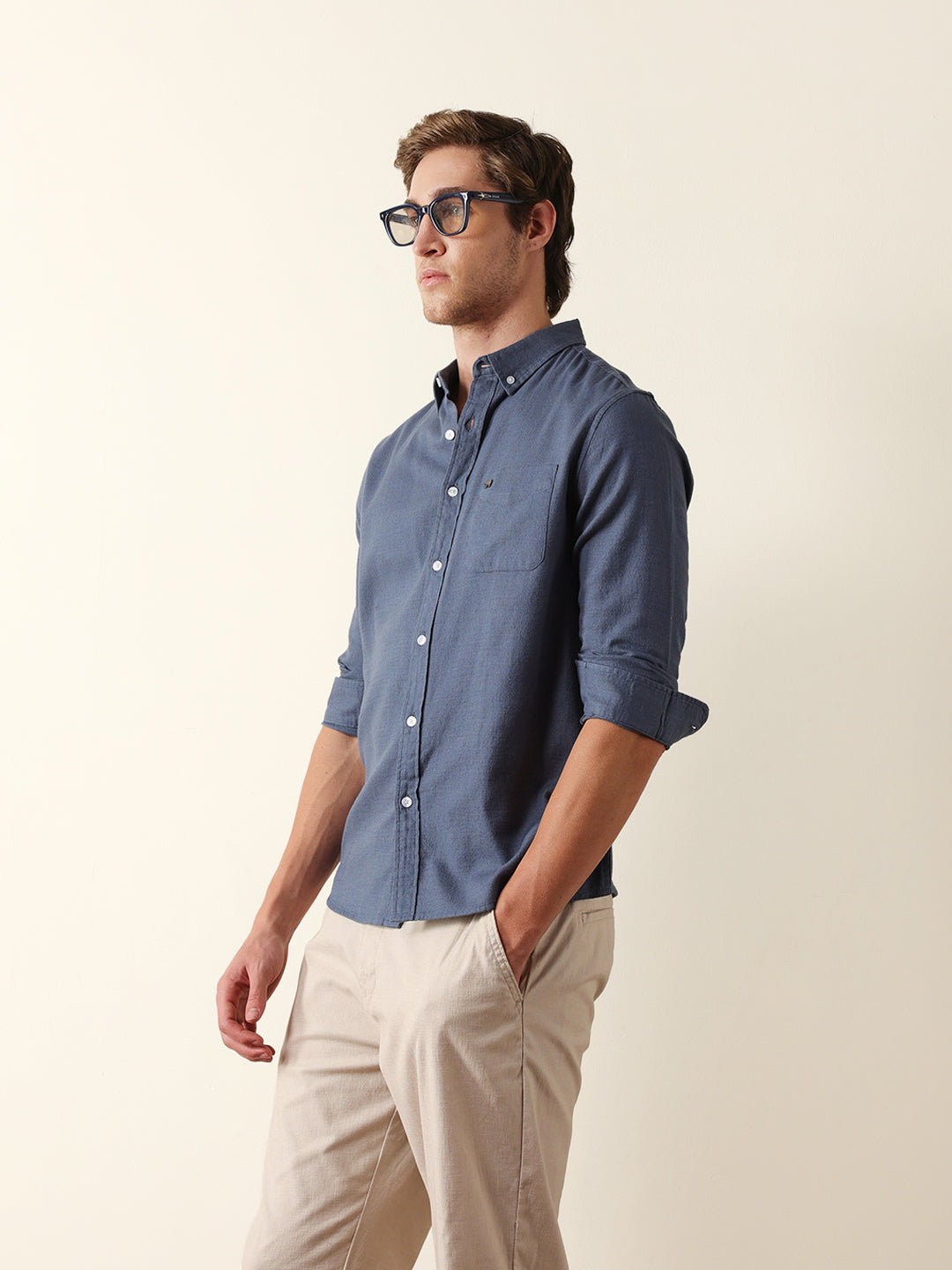 blue solid slim fit cotton casual shirt blue solid slim fit cotton casual shirt