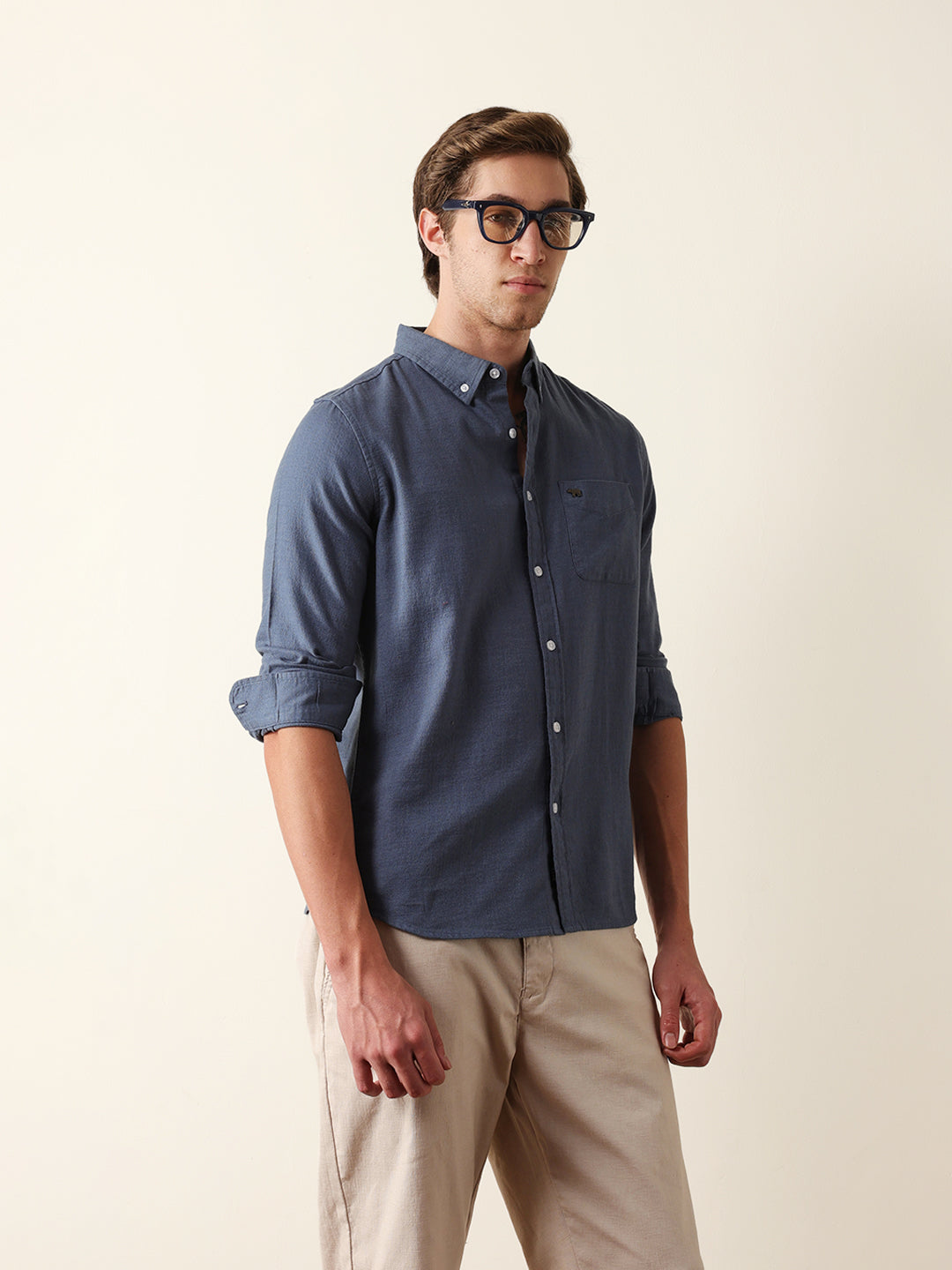 blue solid slim fit cotton casual shirt blue solid slim fit cotton casual shirt