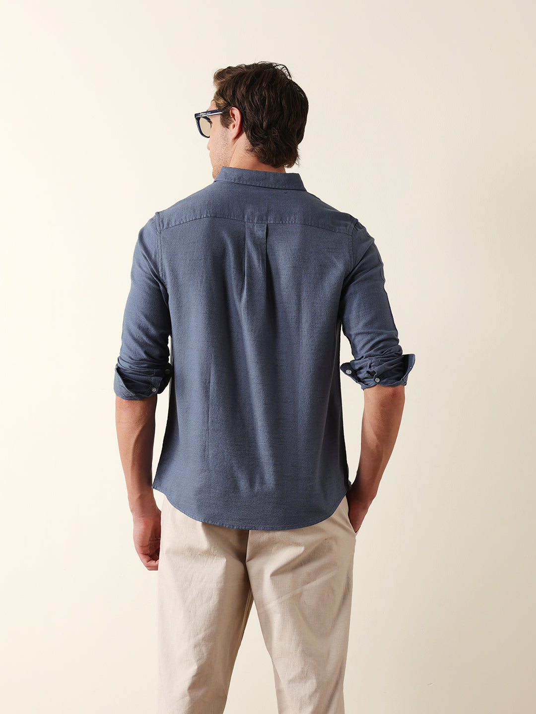 blue solid slim fit cotton casual shirt blue solid slim fit cotton casual shirt