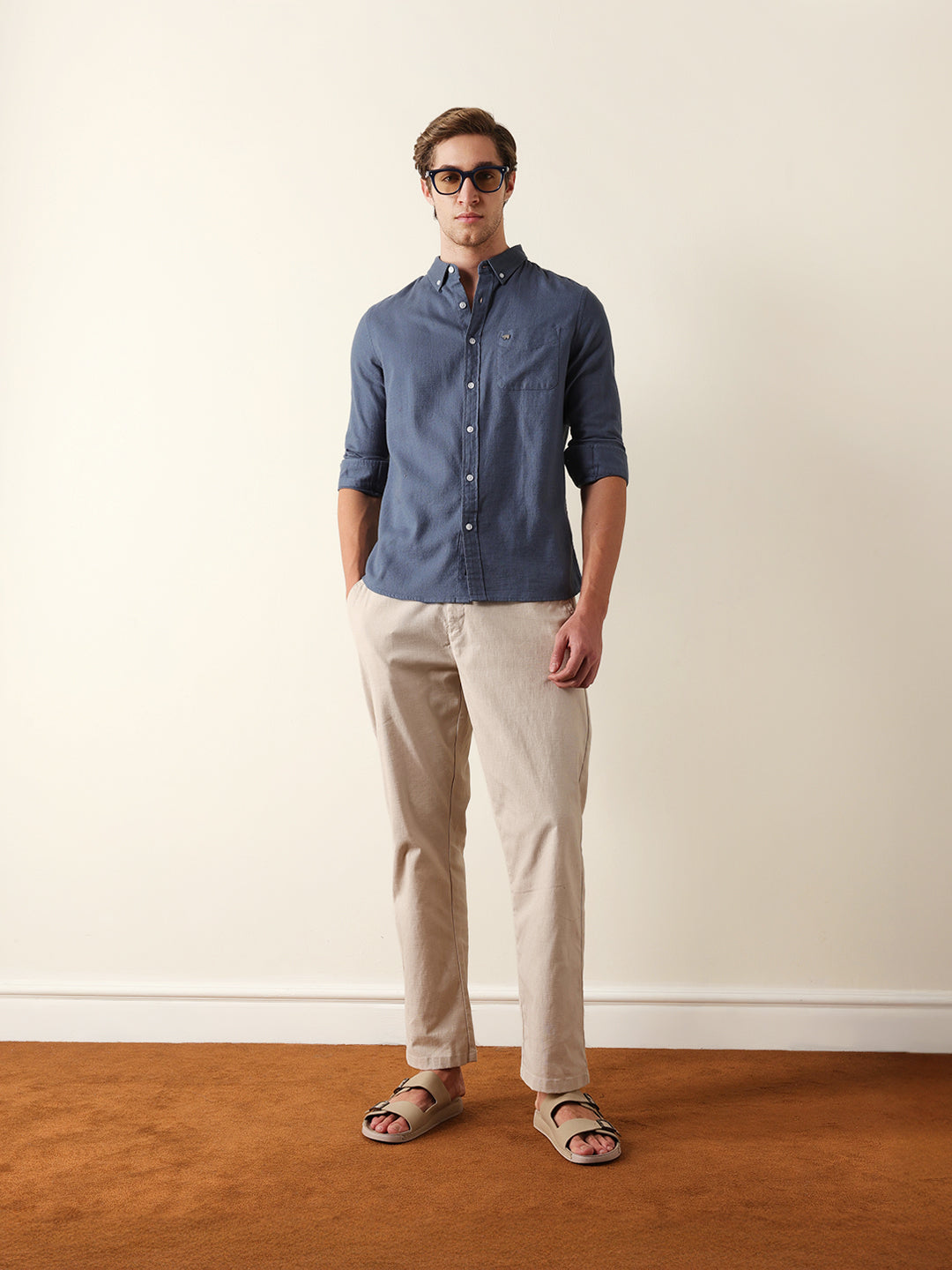 blue solid slim fit cotton casual shirt blue solid slim fit cotton casual shirt