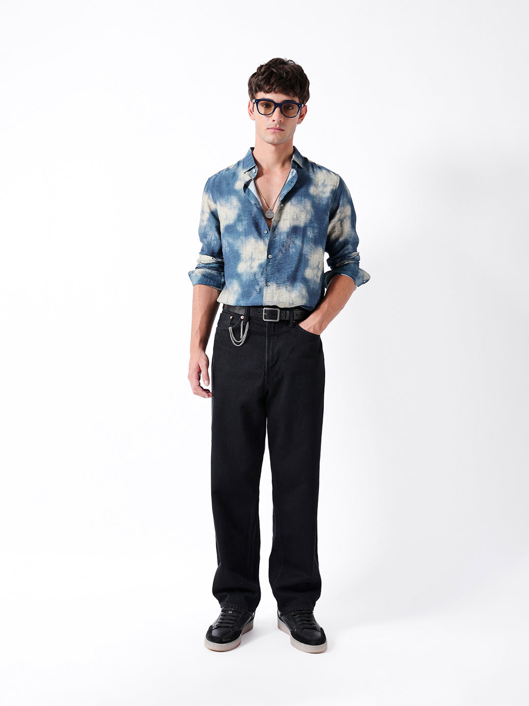 blue tie dye print slim fit casual shirt blue tie dye print slim fit casual shirt
