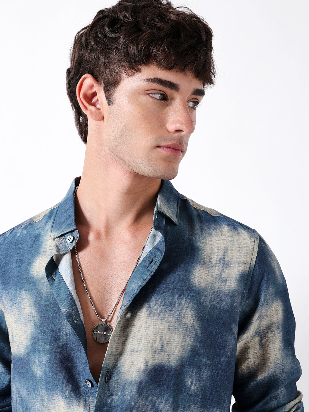 blue tie dye print slim fit casual shirt blue tie dye print slim fit casual shirt