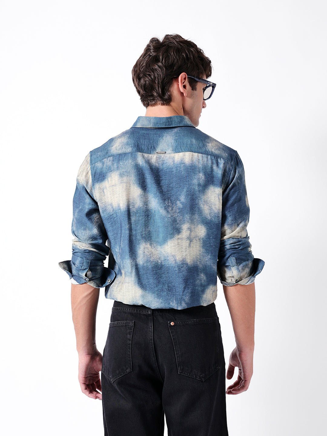 blue tie dye print slim fit casual shirt blue tie dye print slim fit casual shirt