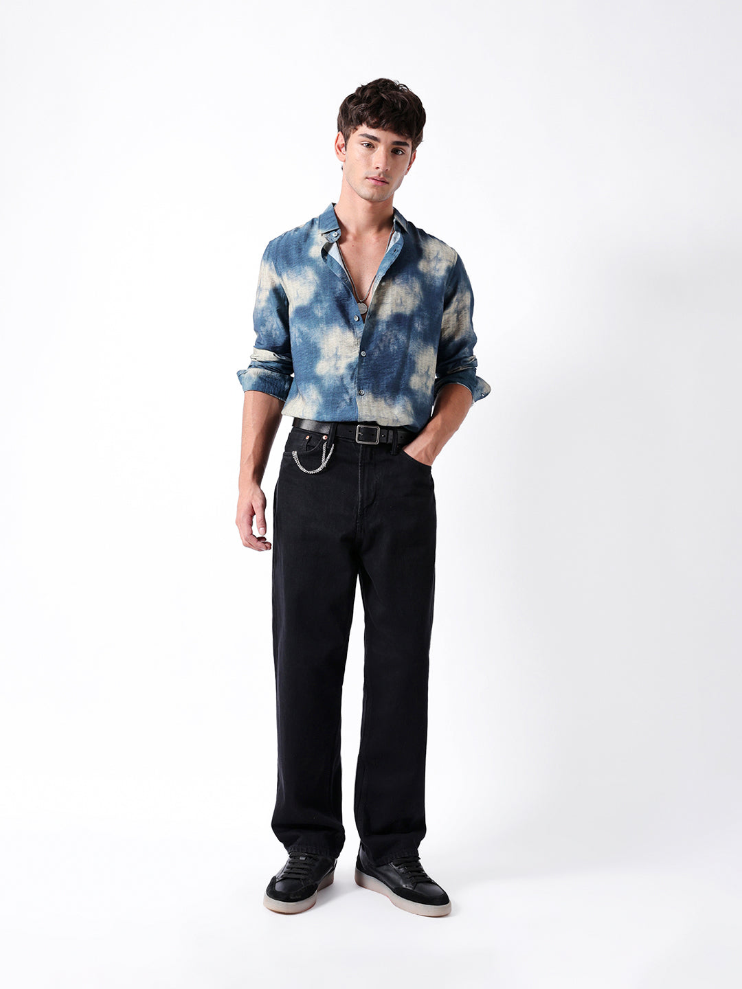 blue tie dye print slim fit casual shirt blue tie dye print slim fit casual shirt
