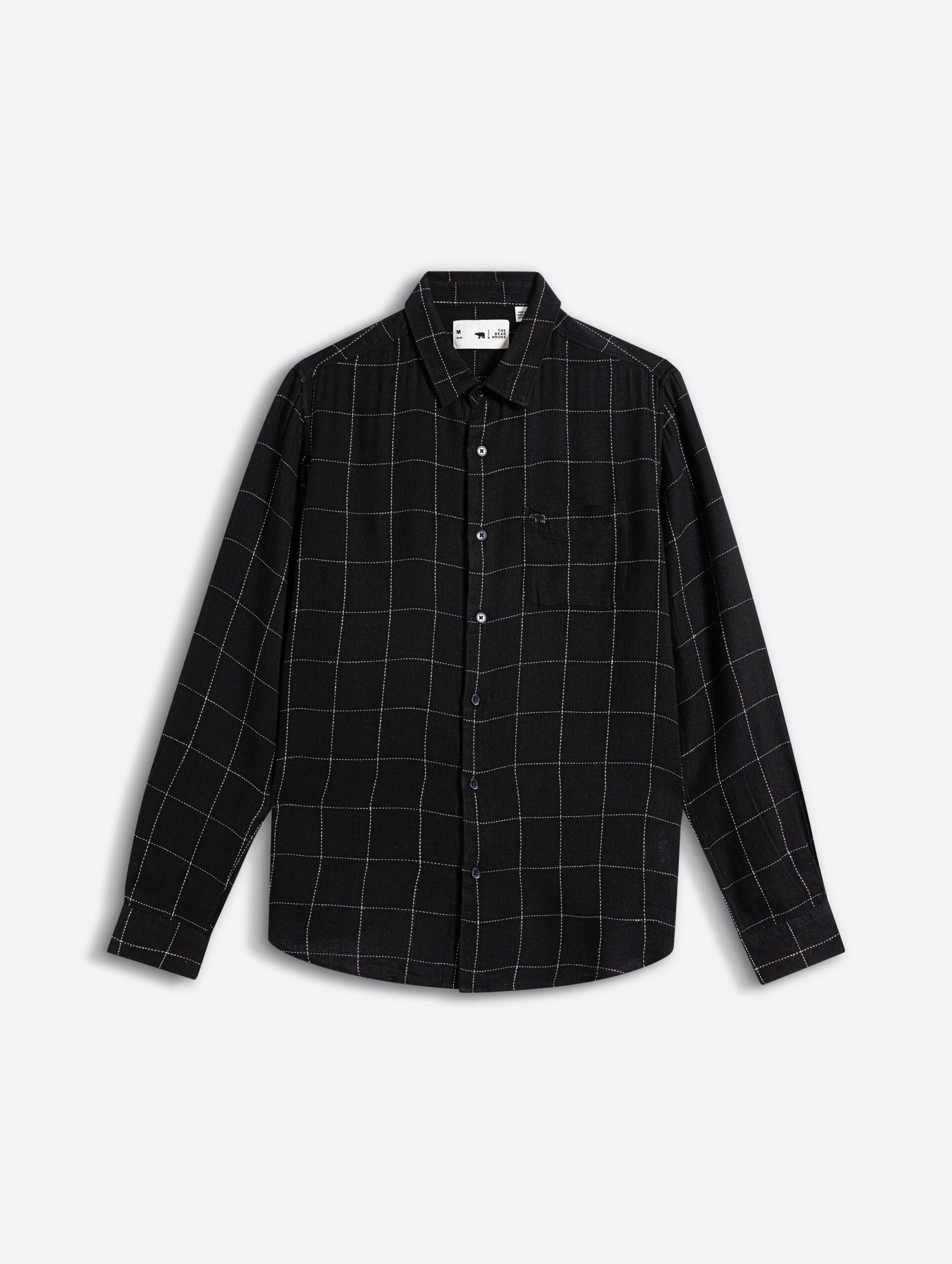 black slim fit casual shirt with woven block checks black slim fit casual shirt with woven block checks