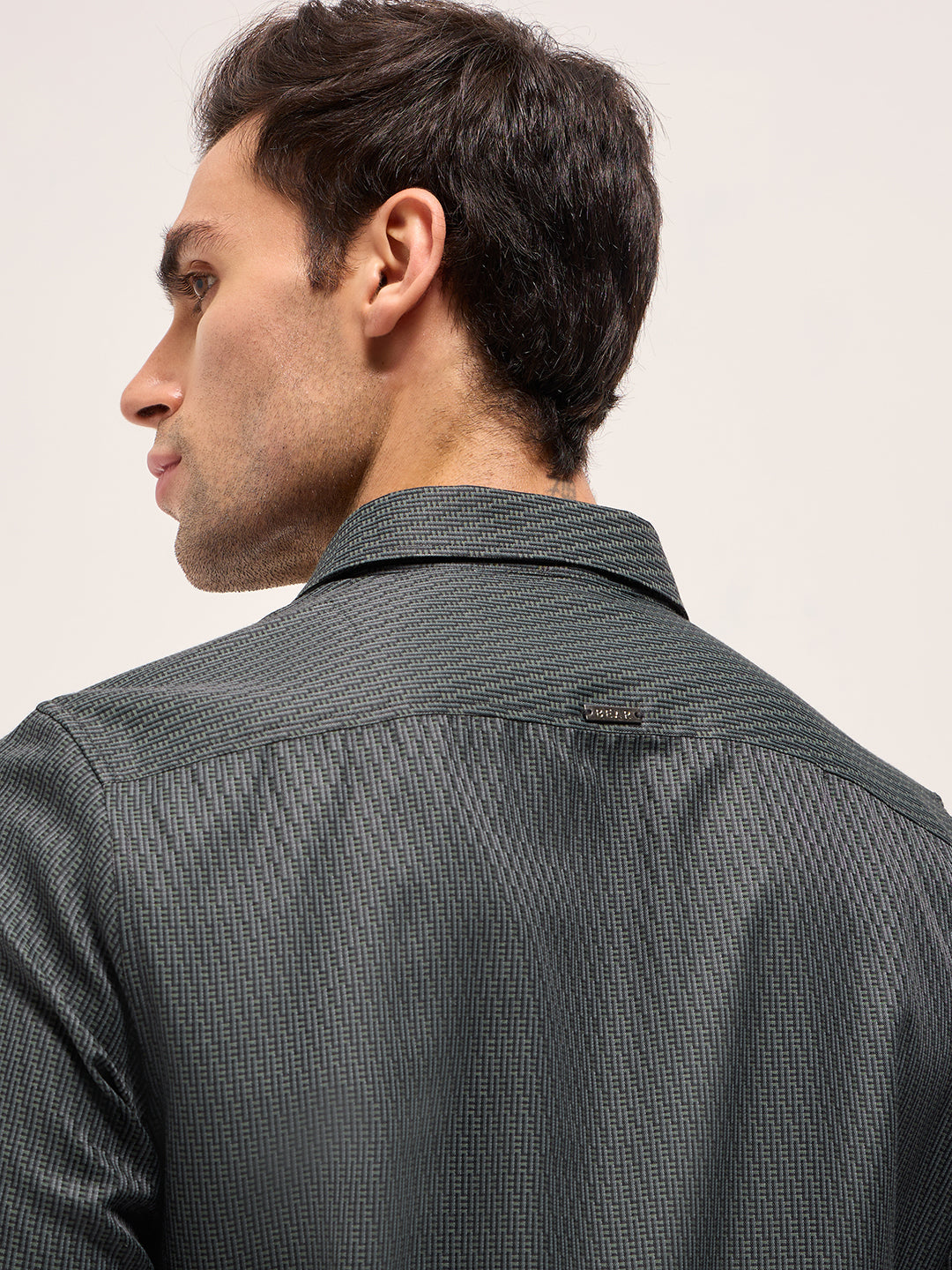 green woven design tailored fit formal shirt green woven design tailored fit formal shirt