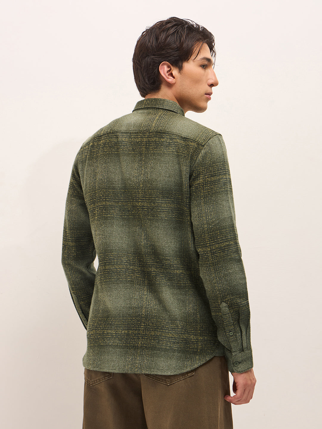 green woven check flannel slim fit casual shirt green woven check flannel slim fit casual shirt