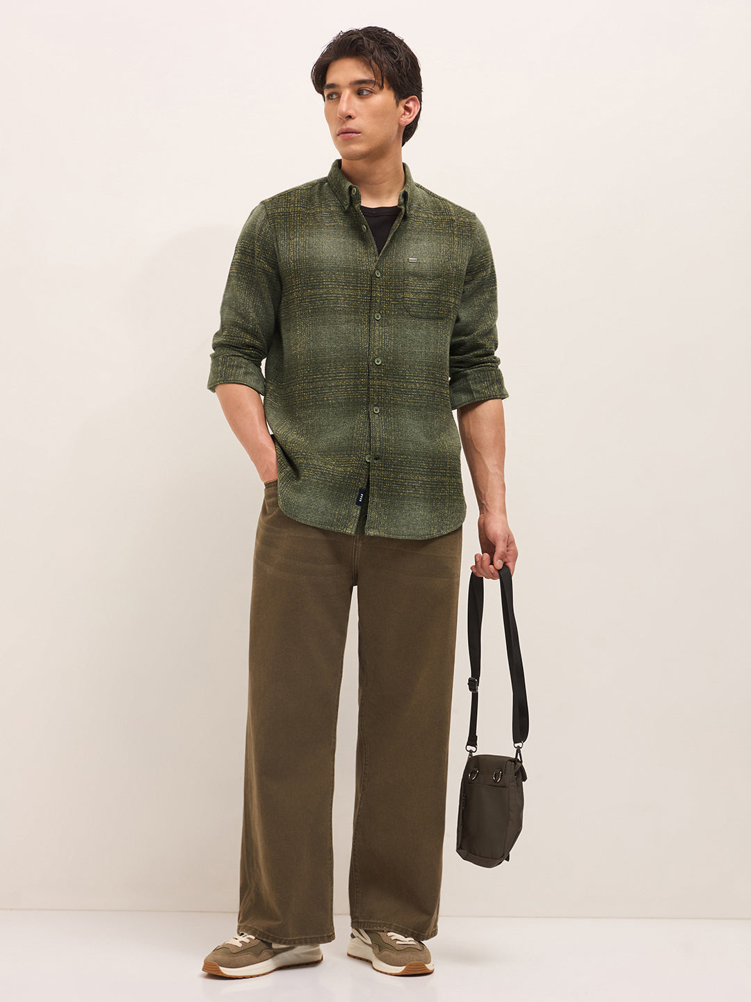 green woven check flannel slim fit casual shirt green woven check flannel slim fit casual shirt