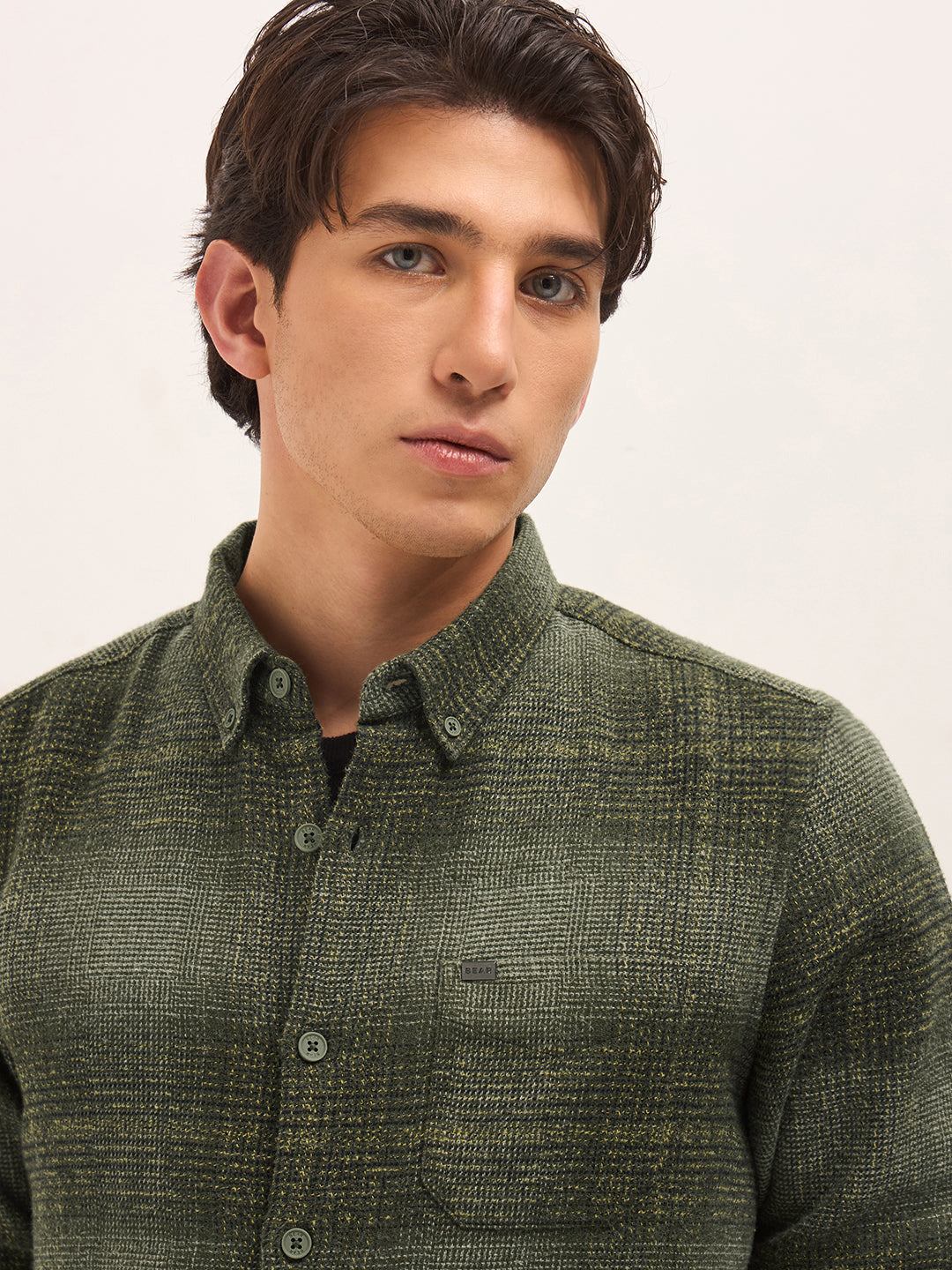 green woven check flannel slim fit casual shirt green woven check flannel slim fit casual shirt