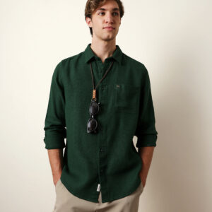 green woven textured regular fit casual shirt