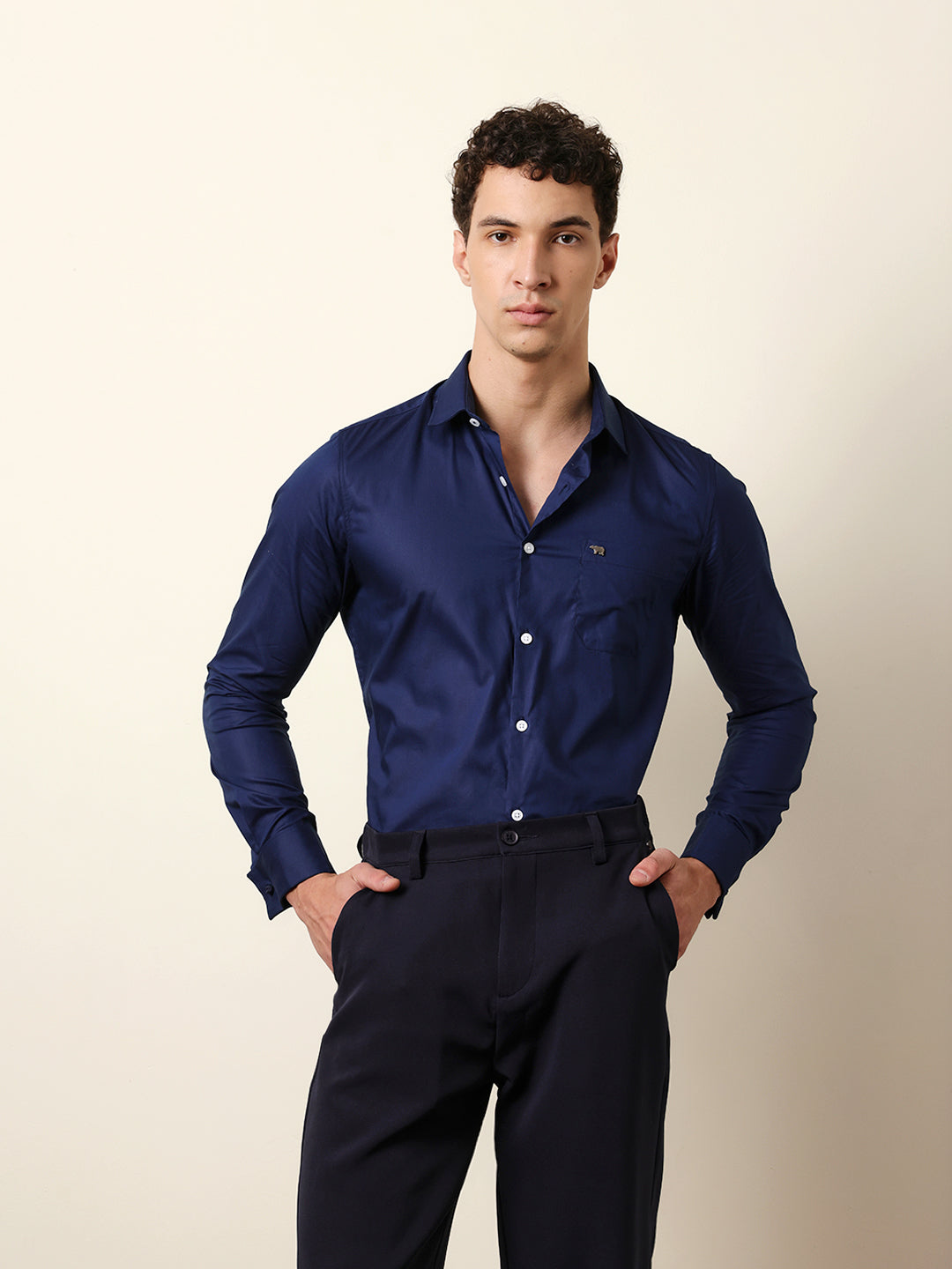 navy blue solid tailored fit formal shirt with french cuffs navy blue solid tailored fit formal shirt with french cuffs