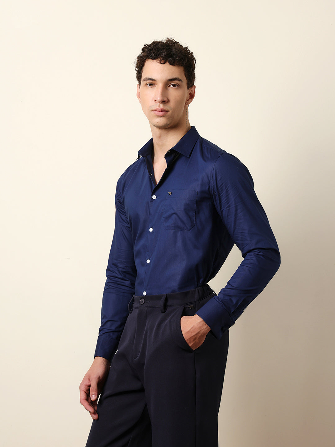 navy blue solid tailored fit formal shirt with french cuffs navy blue solid tailored fit formal shirt with french cuffs