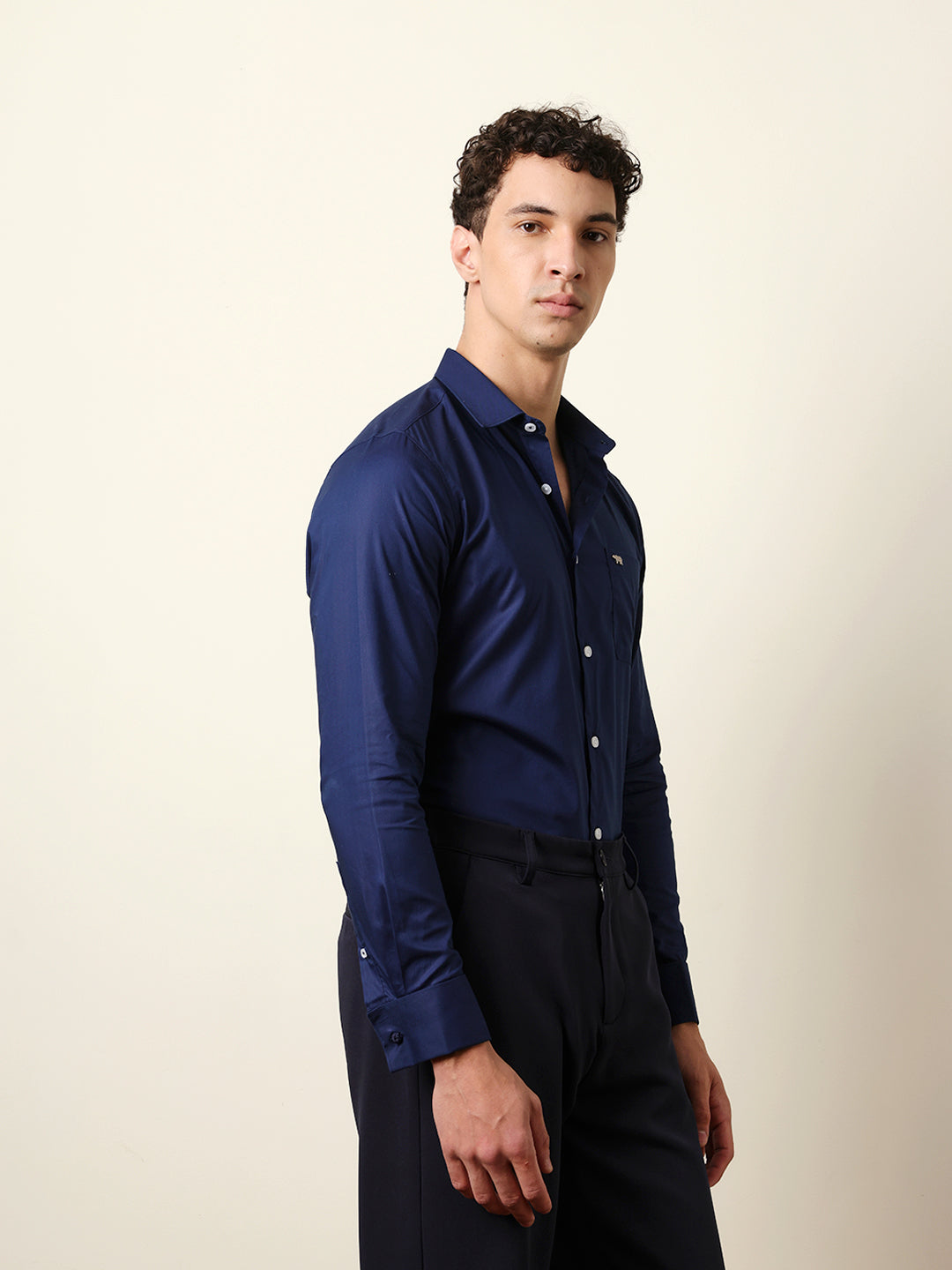 navy blue solid tailored fit formal shirt with french cuffs navy blue solid tailored fit formal shirt with french cuffs