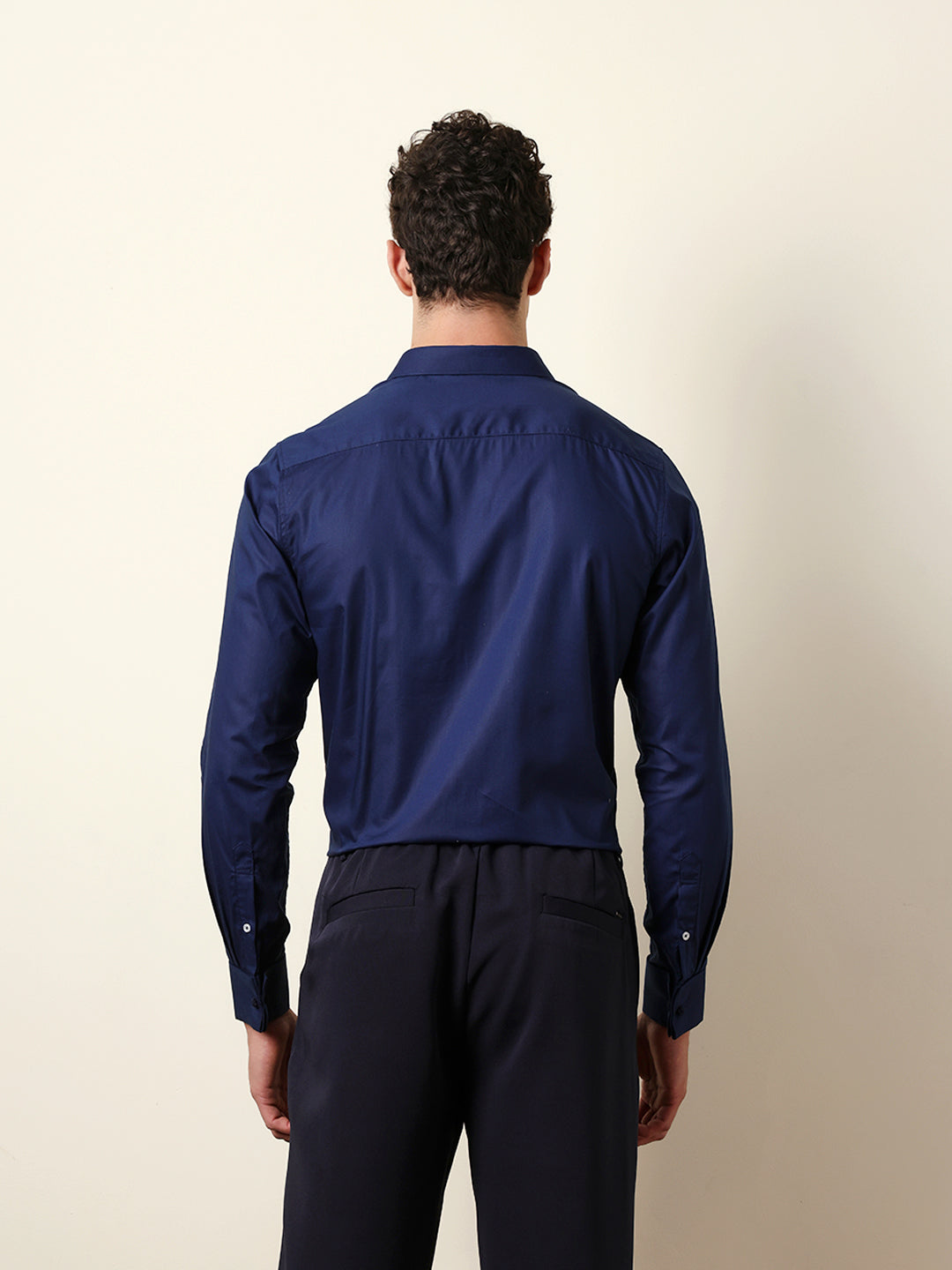 navy blue solid tailored fit formal shirt with french cuffs navy blue solid tailored fit formal shirt with french cuffs