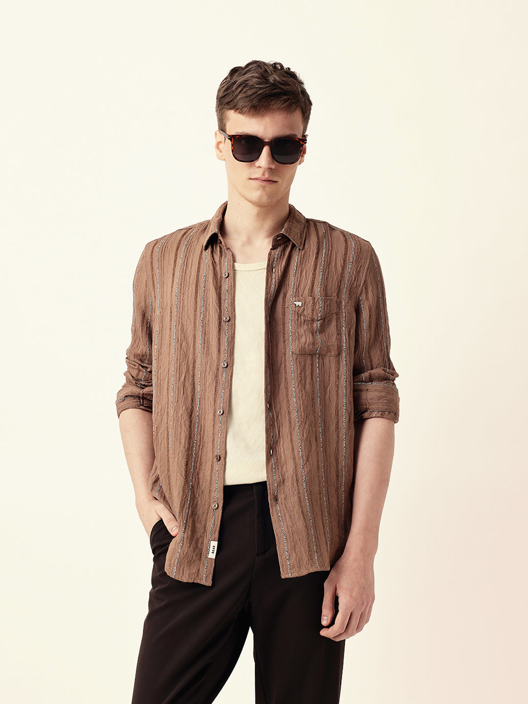 rust vertical seersucker pinstripe slim fit casual shirt rust vertical seersucker pinstripe slim fit casual shirt