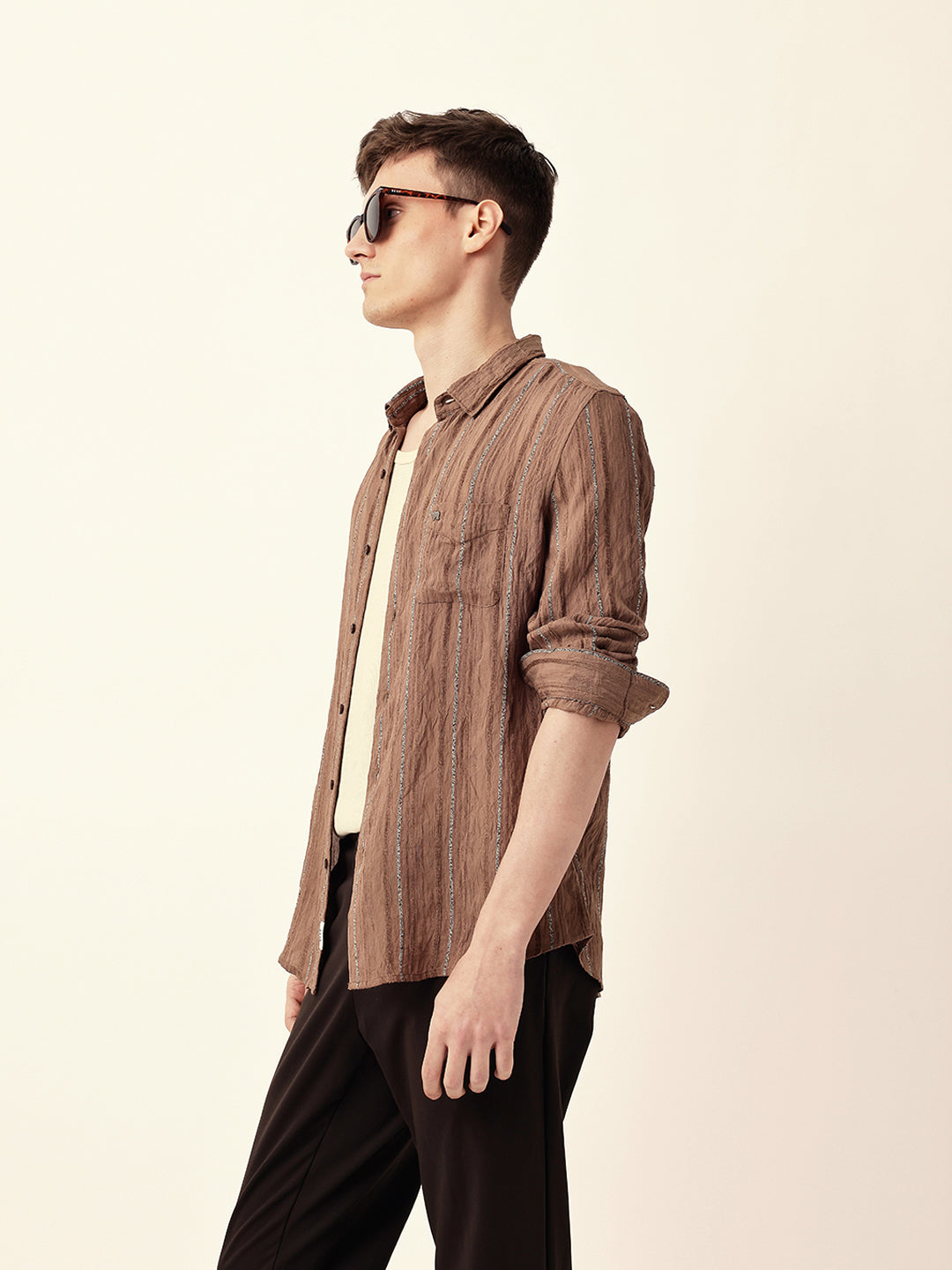 rust vertical seersucker pinstripe slim fit casual shirt rust vertical seersucker pinstripe slim fit casual shirt