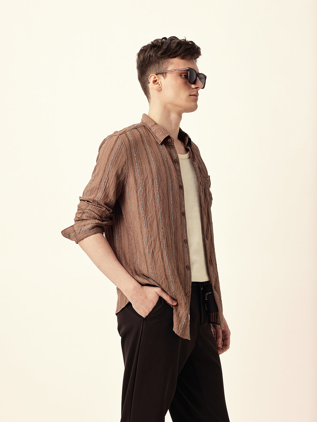 rust vertical seersucker pinstripe slim fit casual shirt rust vertical seersucker pinstripe slim fit casual shirt