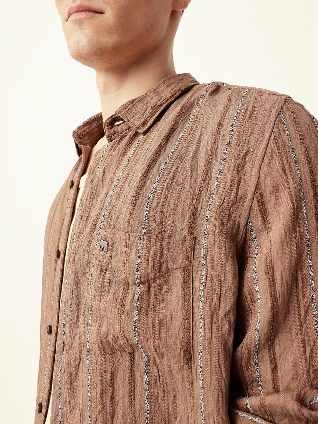 rust vertical seersucker pinstripe slim fit casual shirt rust vertical seersucker pinstripe slim fit casual shirt